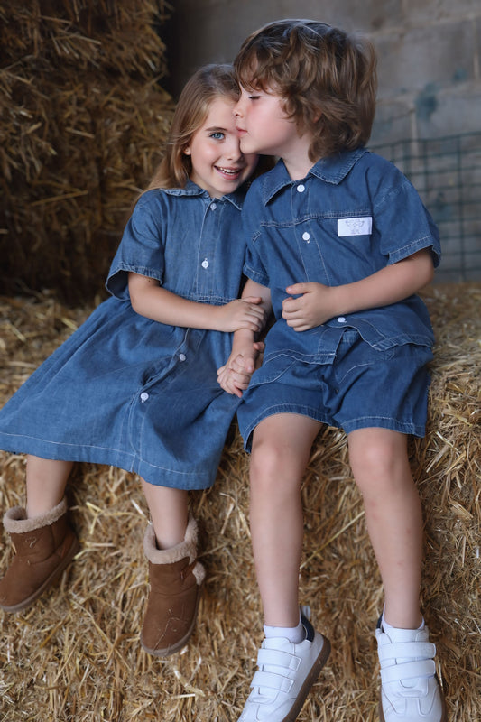 Summer Jeans Styled Sibling Matching Set